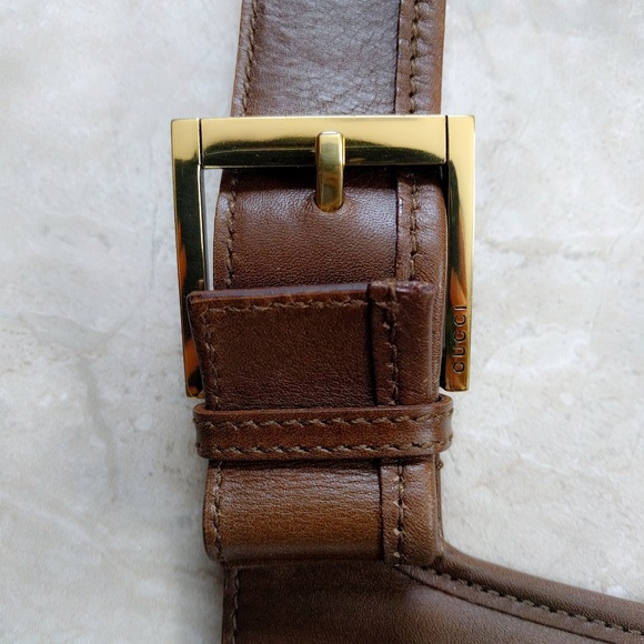 ⛔SOLD⛔Vintage Gucci Brown Leather Saddle Bag Purse - Picture 6 of 8